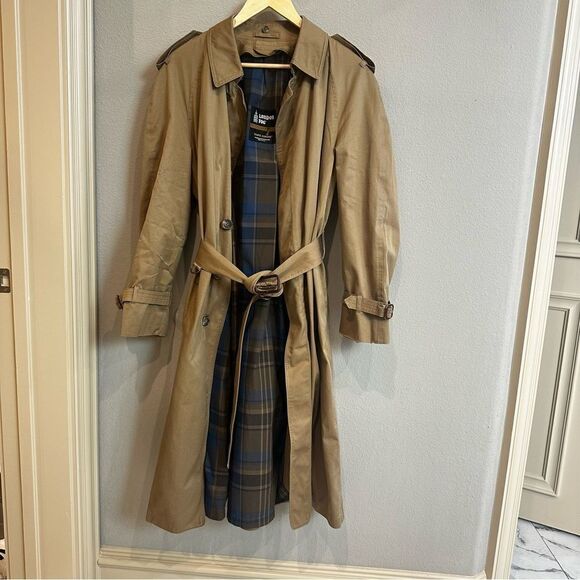 Vintage London Fog | Large oversizedd men’s large plaid line trench coat full - Picture 1 of 14